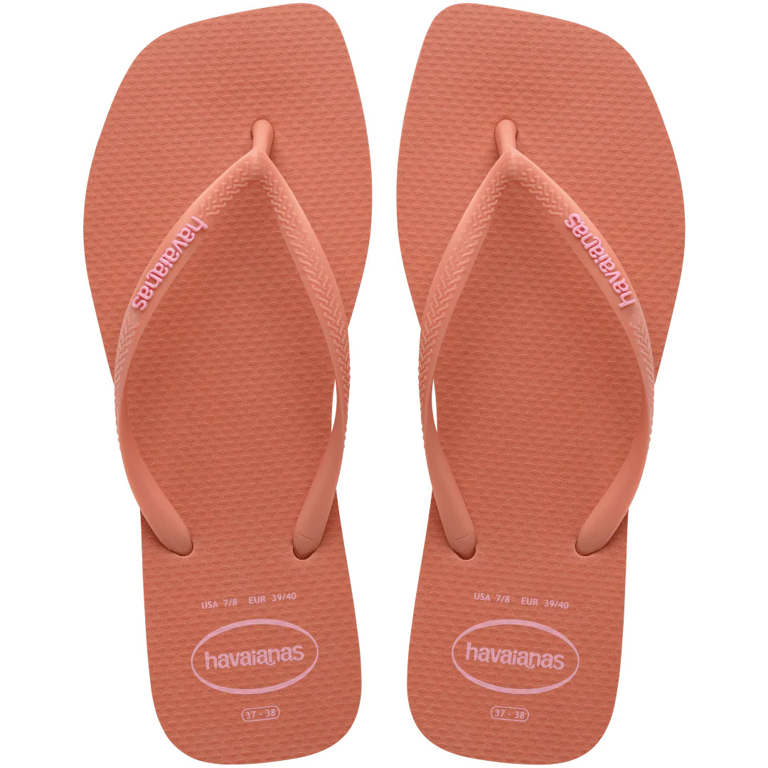 Women's Slim Square Logo Pop Up Flip Flops Pink Clay | Havaianas | Havaianas