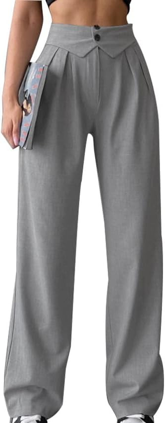 Vintage Casual Pants for Women High Waist Straight Wide Leg Pants Fall Winter Trendy Lounge Trous... | Amazon (US)