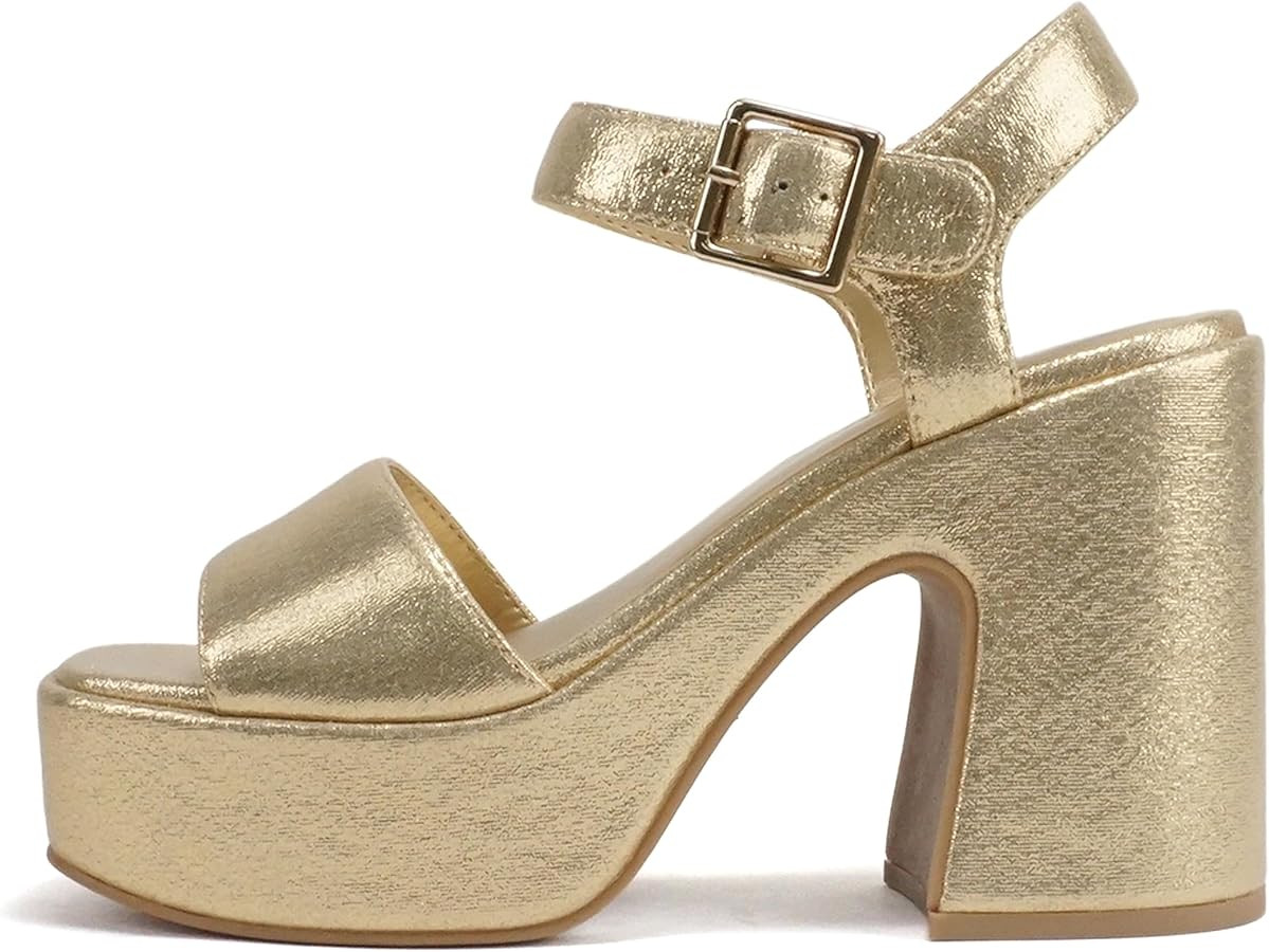 Soda Launch ~ Women Open Toe Ankle Strap Platform Chunky High Heeled Sandal | Amazon (US)