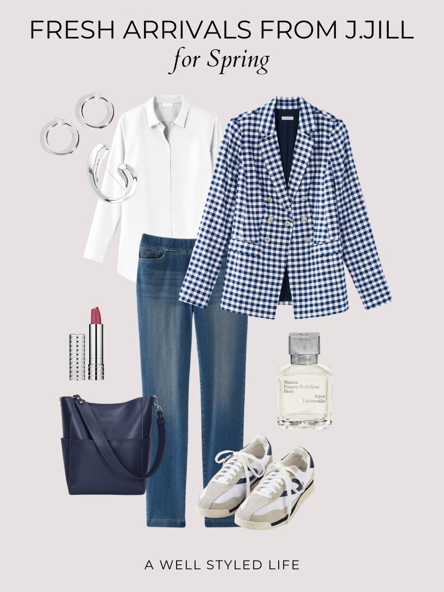 Classic & Casual Spring Style 

This gingham blazer adds the perfect pop to a timeless white button-down and jeans. Paired with comfy sneakers and a sleek navy bag, this outfit is equal parts polished and effortless. Perfect for everyday wear, travel, or a casual lunch date! 🌿✨

#Fashionover50 #LTKOver50Style #fashion #outfitinspiration #outfit #springoutfit #springfashion #transitionoutfit #springstyle #LTKSpringStyle #EffortlessChic #ClassicCasual #gingham #blazer #whitebuttondown #buttondown

#LTKStyleTip #LTKSaleAlert #LTKOver40