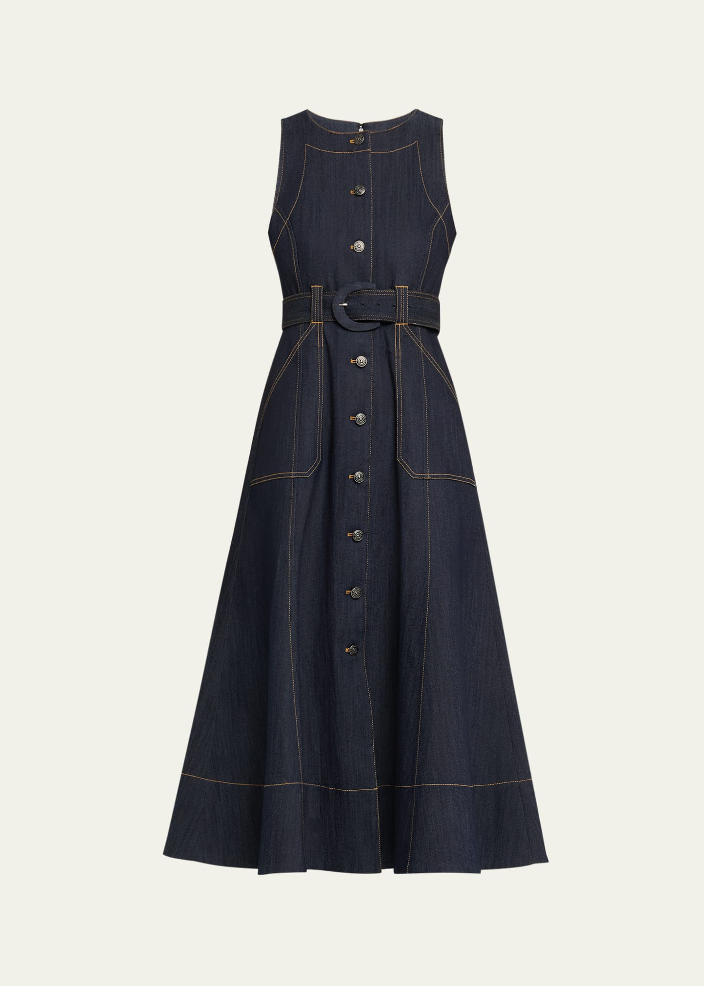 Cinq a Sept Cezanne Belted Denim Midi Dress | Bergdorf Goodman