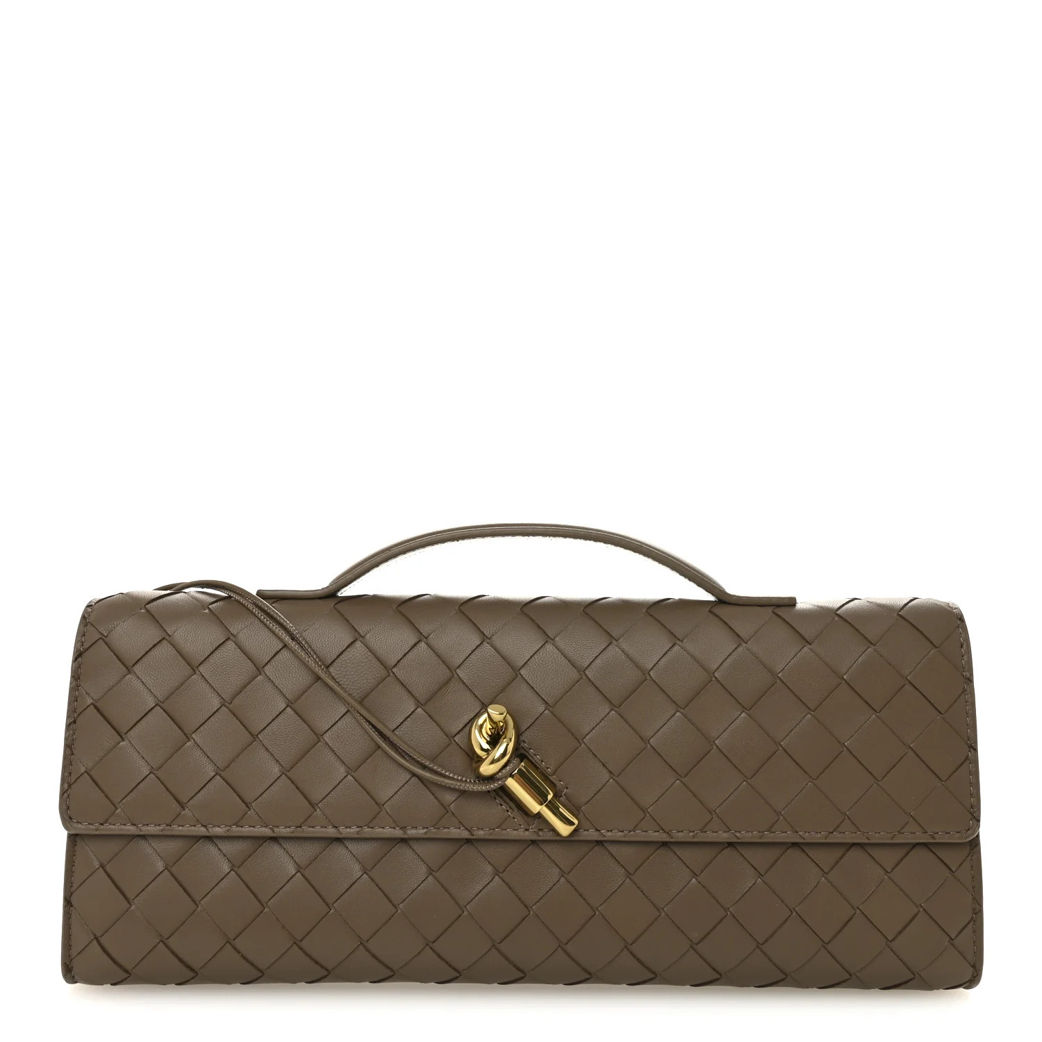 Nappa Intrecciato Long Andiamo Top Handle Clutch Pinecone | FASHIONPHILE (US)