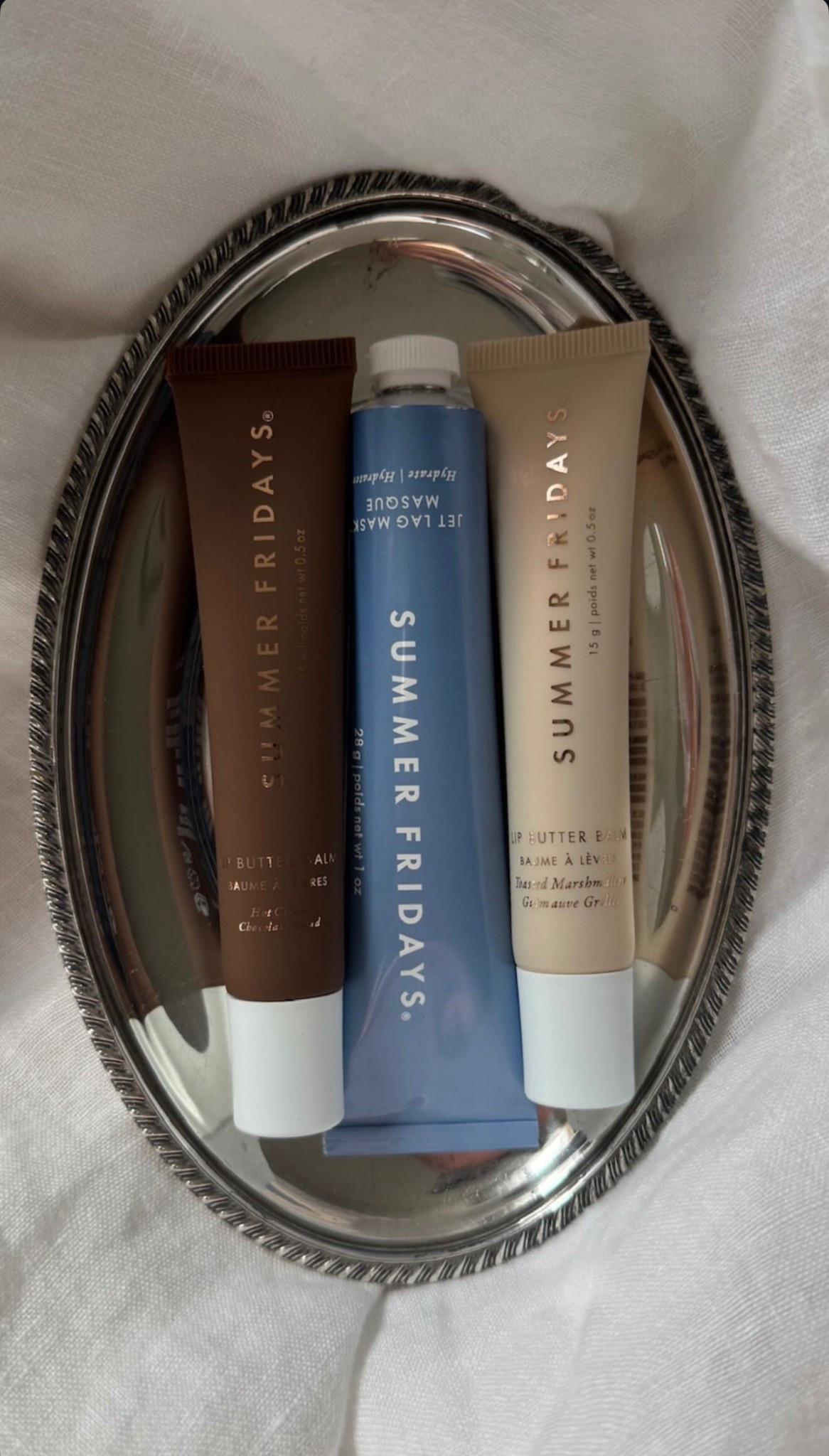 our tastiest holiday trio yet 🧸🤍🍫 featuring Summer Fridays limited-edition lip butter balms in toasted marshmallow (!!!) and hot cocoa, paired with our mini jet lag mask for hydration all over, a holiday dream!

available now
$48 ($74 value)
**its like getting a free jet lag mask!
