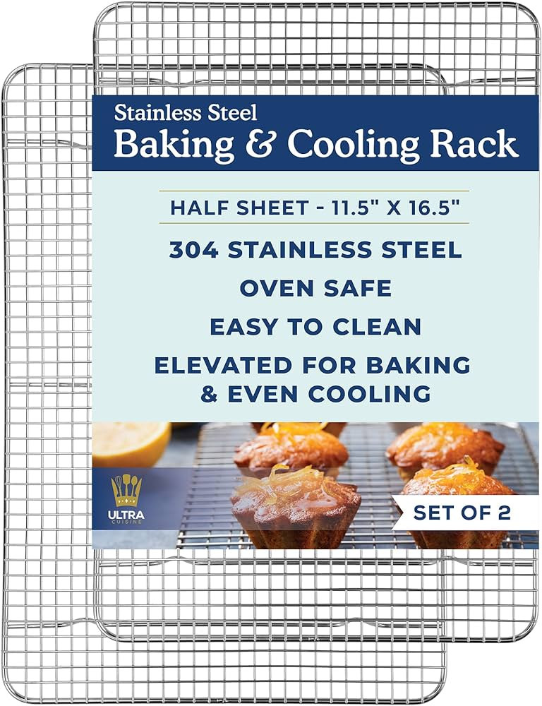 Ultra Cuisine Oven-Safe, Dishwasher-Safe 100% Stainless Steel Cooling and Baking Rack Set Heavy D... | Amazon (US)