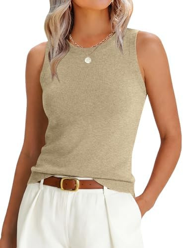 ANRABESS Womens Wool Blend Tank Tops Sweaters Sleeveless Soft Fitted Business Casual Sweater Shir... | Amazon (US)