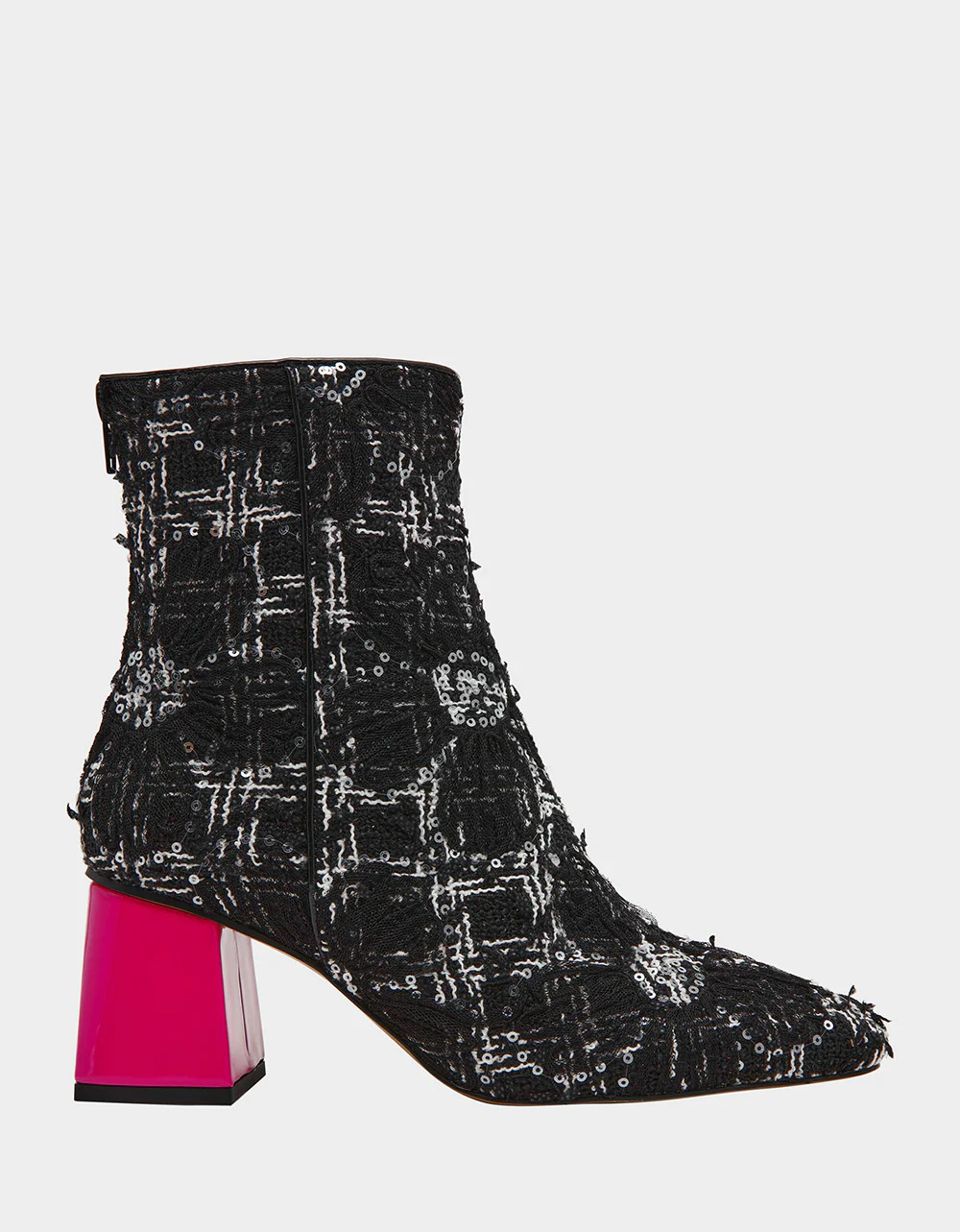 STEVIE BLACK MULTI Square-Toe Block Heel Women's Ankle Boot | Betsey Johnson