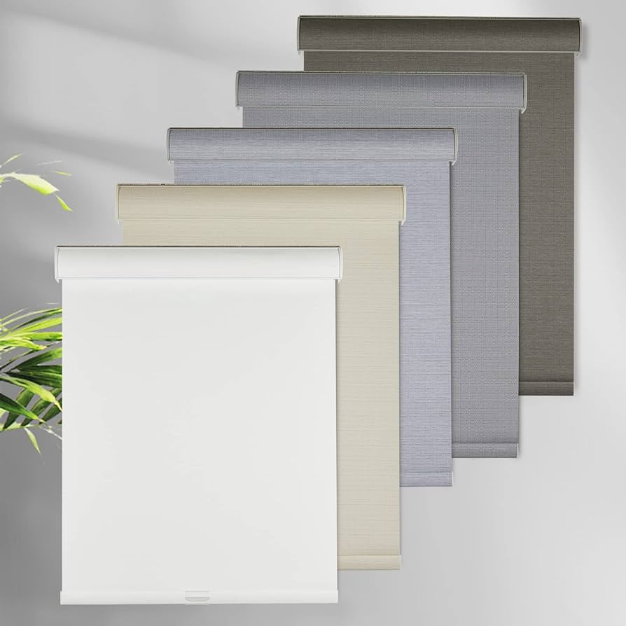 100% Blackout Cordless Roller Blinds for Window, Roller Shades with Texture Fabric UV Protection ... | Amazon (US)