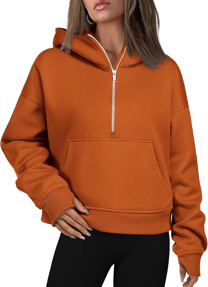 Zeagoo Womens Half Zip Cropped Hoodies Fleece Long Sleeve Pullover Sweatshirts 2023 Fall Winter C... | Amazon (US)