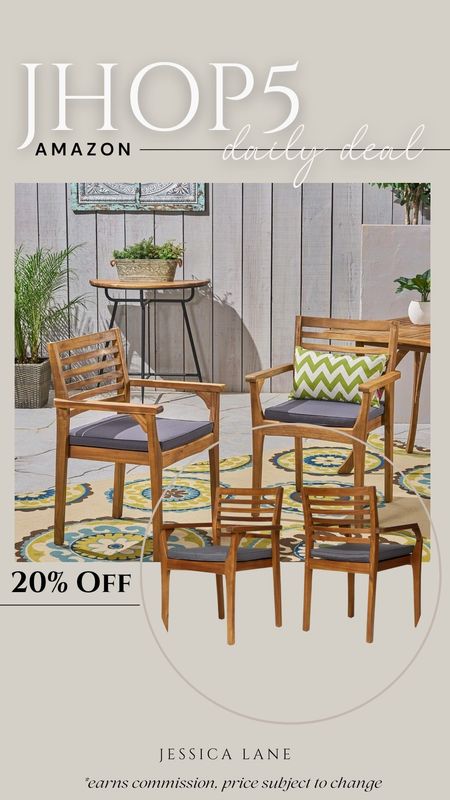 Amazon daily deal, save 20% on these gorgeous outdoor dining chairs for patio. Patio furniture, patio chairs, wood patio chairs, wood dining chairs for outdoors, outdoor dining, outdoor living, Amazon patio, Amazon home, Amazon deal

#LTKhome #LTKSeasonal #LTKsalealert