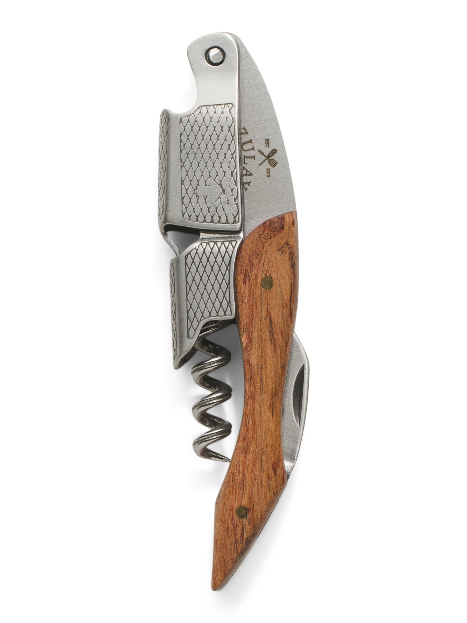 Stainless Steel Rosewood Handle Corkscrew Bottle Opener | TJ Maxx