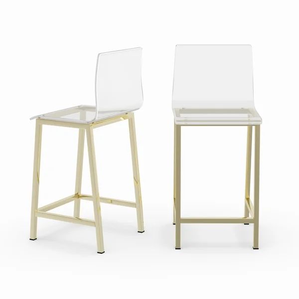 Silver Orchid Svendsen Clear Acrylic Counter Stool (Set of 2) - Gold | Bed Bath & Beyond