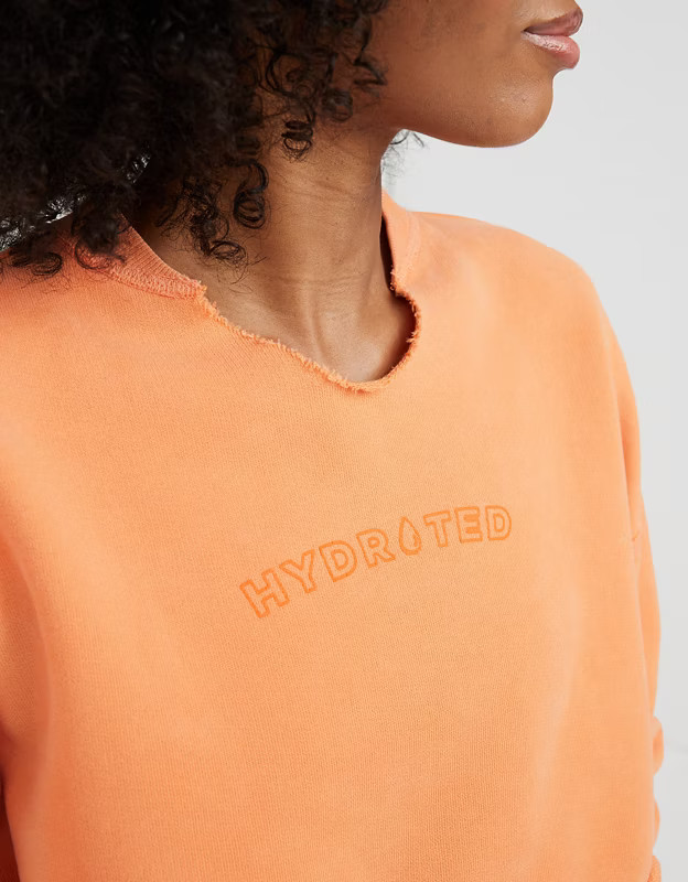 OFFLINE By Aerie Throw-Back Cropped Crewneck Sweatshirt | Aerie