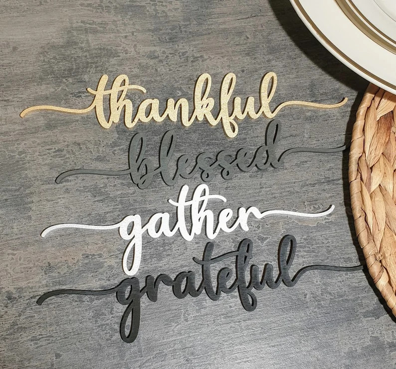 CUSTOM Thanksgiving place cards Thanksgiving table decor laser cut Thanksgiving Place Setting Gra... | Etsy (Global)