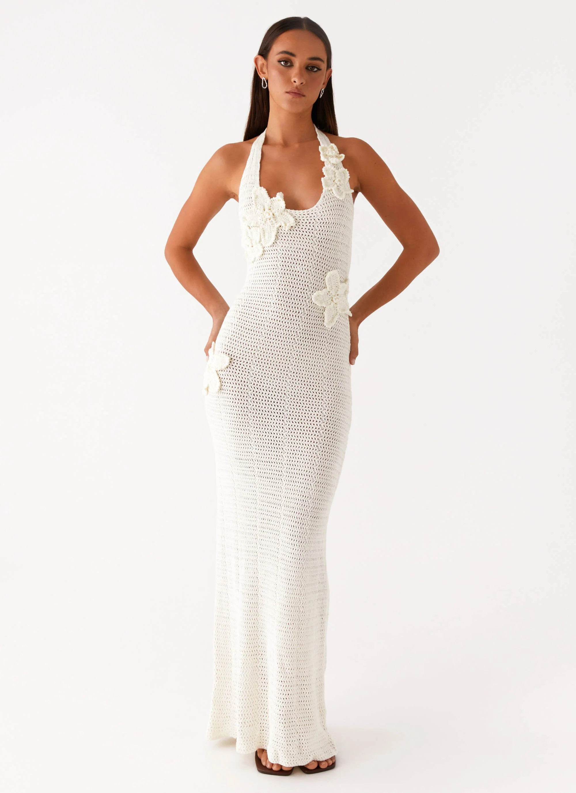 Novalee Flower Crochet Maxi Dress - Ivory | Peppermayo (Global)