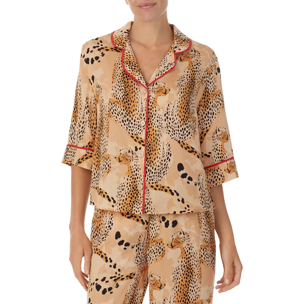 Room Service Pjs Pajama Top (Nordstrom Exclusive) in Tan Flora at Nordstrom Rack, Size Medium | Nordstrom Rack