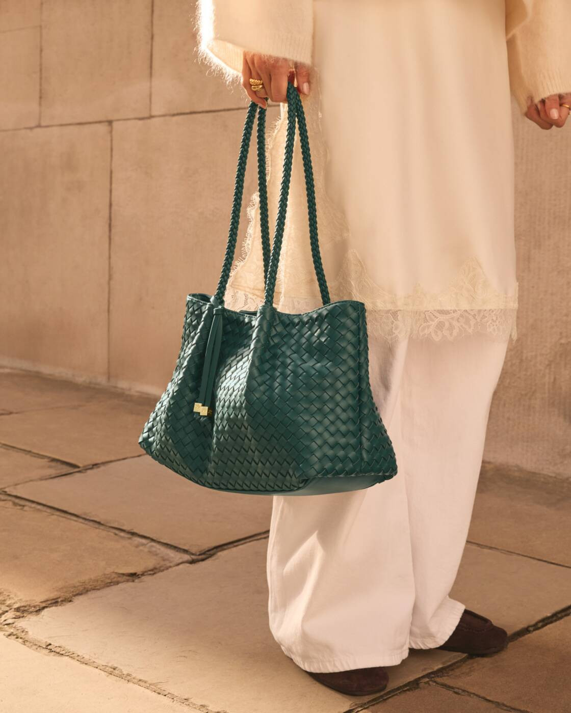 Nova Hand Woven Small Shoulder Tote in Palm Green | Katie Loxton Ltd. (UK)