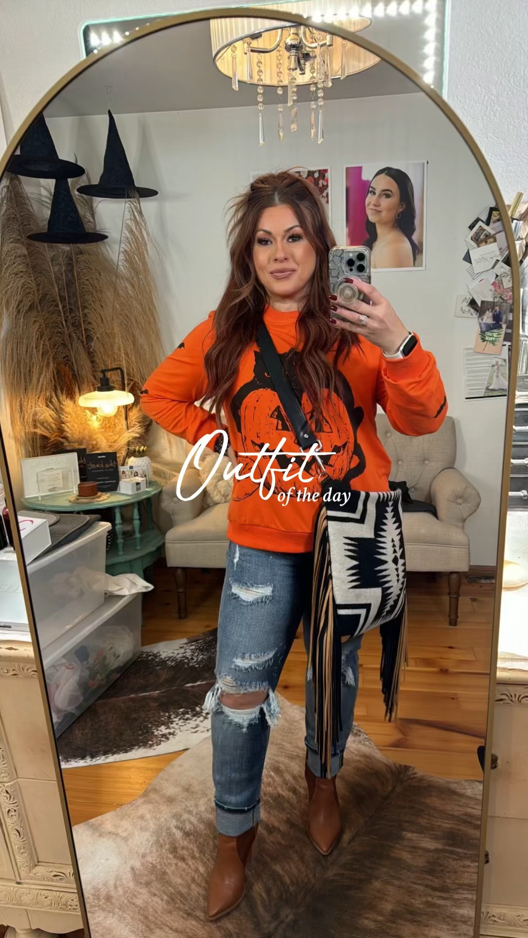 “Serving spooky season vibes in style from now through Halloween! 👻 Obsessed with this cozy sweatshirt and the perfect statement bag to match. It’s all about cute, comfy, and a little bit wicked this fall! 🎃🖤 #FallFashion #HalloweenStyle #ComfyAndCute #SweatshirtSeason #SpookyChic #LTKSeason”

#LTKSeasonal #LTKHoliday #LTKHalloween