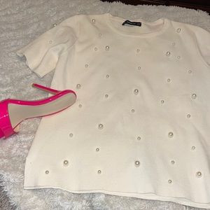 Zara knit Pearl sweater | Poshmark