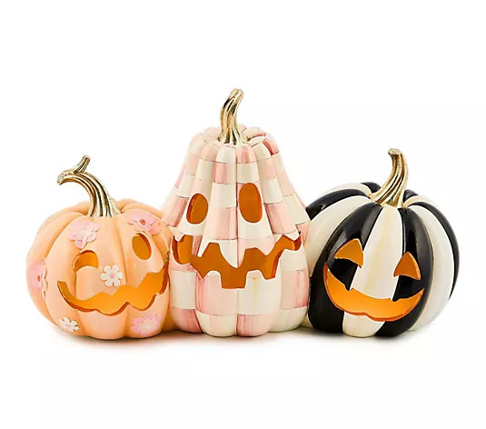 MacKenzie-Childs Hocus Pocus Illuminated Jack O' Lantern Trio | QVC