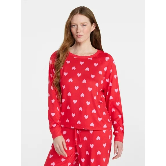 Joyspun Women's Cozy Lounge Collection Hacci Knit Long Sleeve Sleep Top, Sizes XS-3X | Walmart (US)