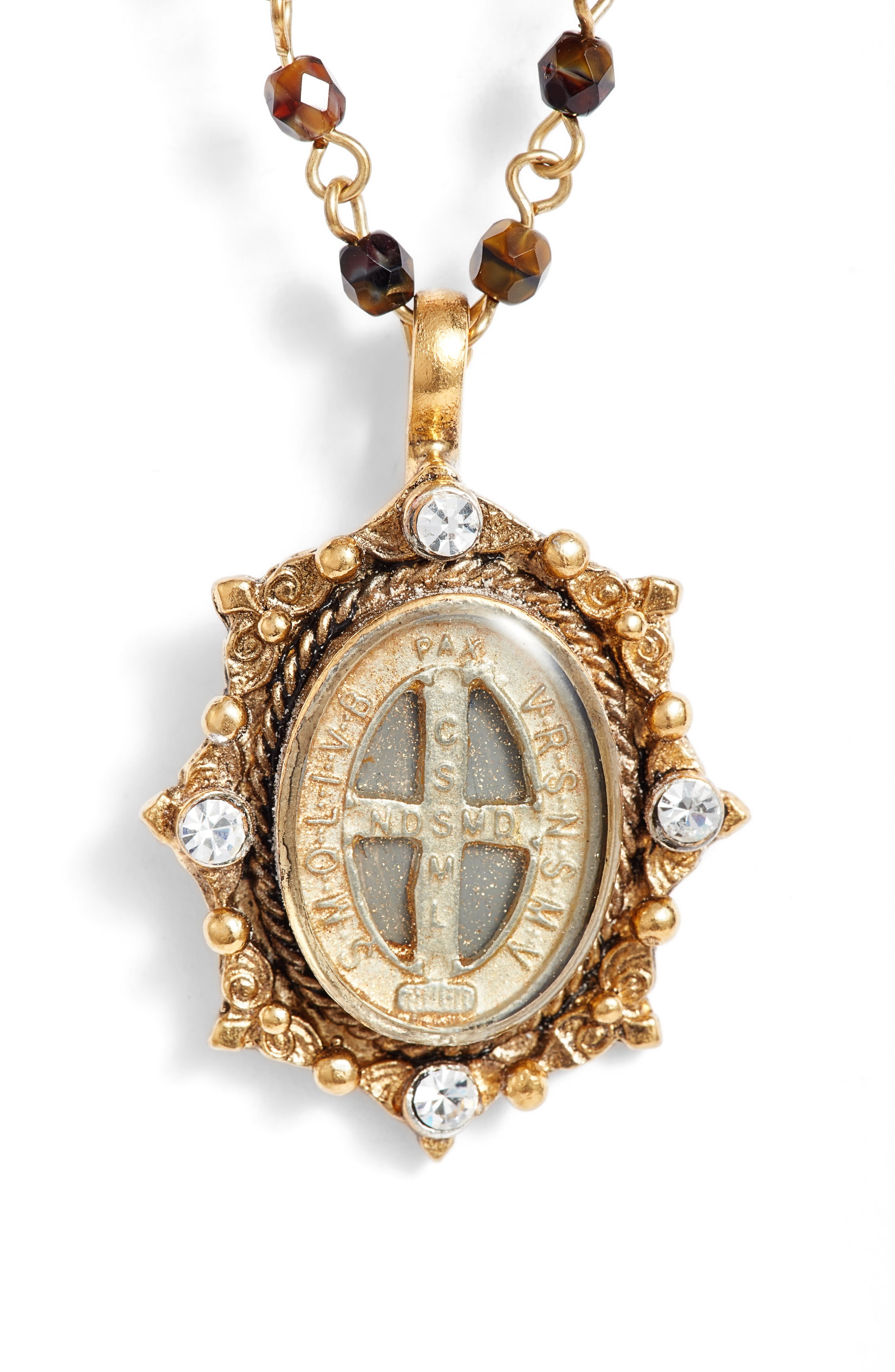Virgins Saints & Angels Oval Pinto San Benito Magdalena Rosary Necklace | Nordstrom