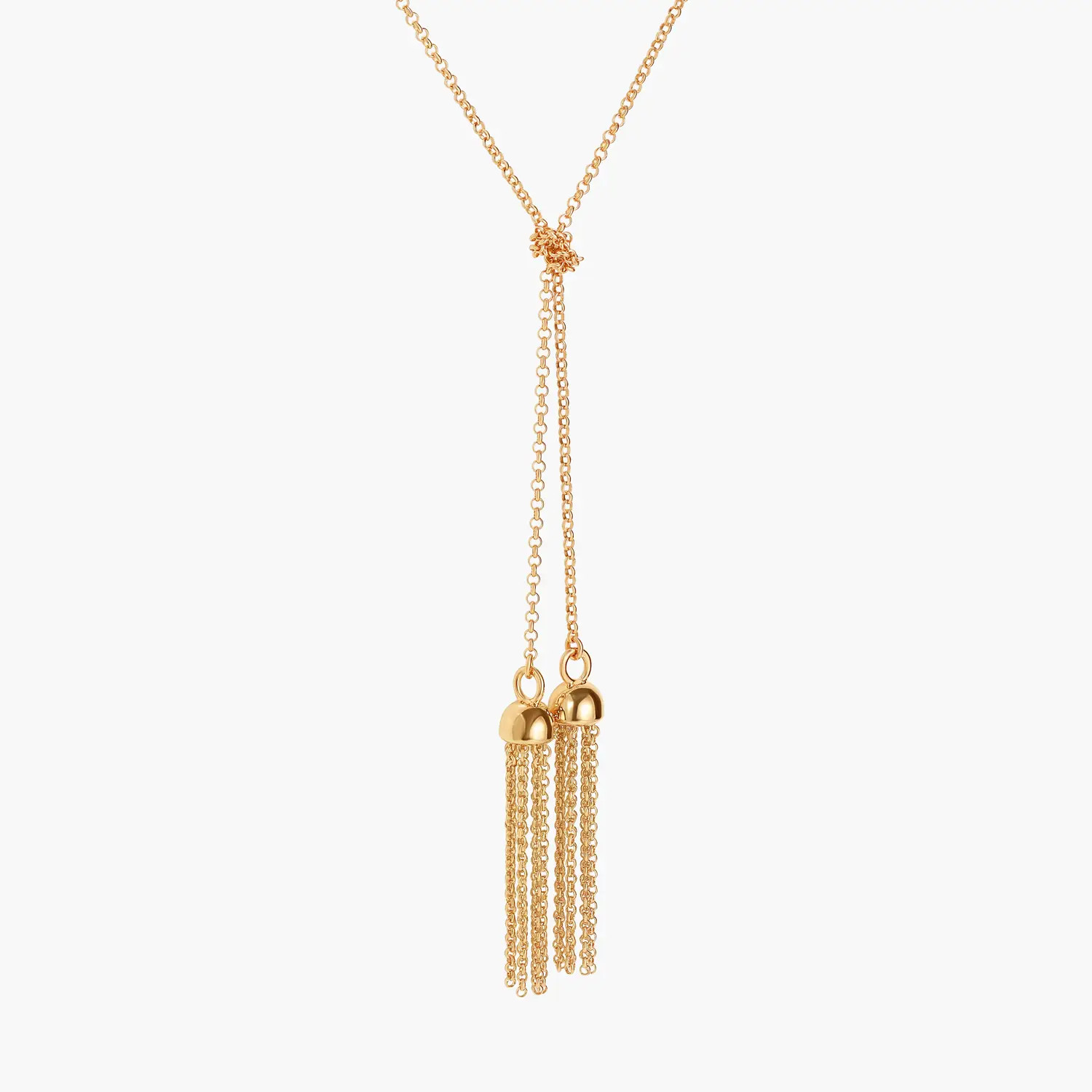 No. 10 ?The Tassel Tie Necklace- Gold | Oak & Luna (US)