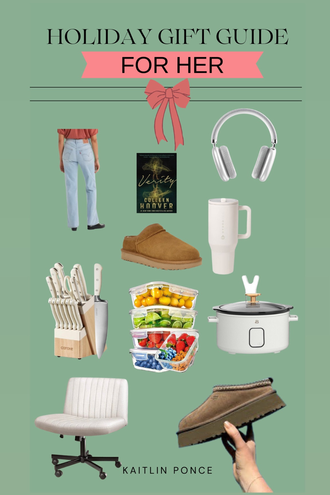Holiday Gift Guide for Her 🎁

Gift guide, gifts for her, women's gift ideas, Levi jeans, books, headphones, crockpot, kitchen essentials, knife set, criss cross chair, office chair, meal prep containers, food storage containers, glass containers, Uggs, ugh slippers, Tasman slippers, ugg boots, hydrojug, water bottle

#LTKGiftGuide #LTKHoliday #LTKCyberWeek