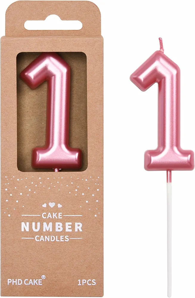 PHD CAKE 2.76 inch Classical Pink 1 Number Birthday Candles, Pink Number Candles, Cake Number Candles, Party Celebration | Amazon (US)