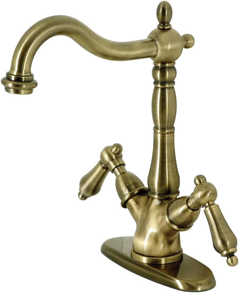 Kingston Brass KS1493AL Heritage 2-Handle Vessel Sink Faucet, Antique Brass | Amazon (US)