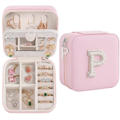 FAAYFIAN Pearl Initial Jewelry Box Travel Jewelry Organizer for Women Small Jewelry Case for Wife Girlfriend Graduation or Bridesmaid | Target