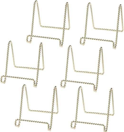 HOHIYA Gold Plate Stand Display Easel Rack Dish Holder Metal Twist Wire 3inch 6pcs | Amazon (US)