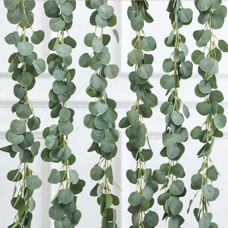 Eucalyptus Garland, 2-6ft artificial eucalyptus garland, dollar eucalyptus garland, wedding table... | Etsy (US)