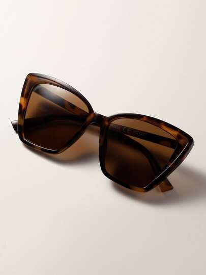Tortoiseshell Frame Cat Eye Sunglasses With Case | SHEIN