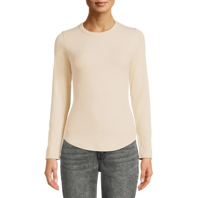 No Boundaries Juniors' Crew Ribbed Long Sleeve Tee | Walmart (US)