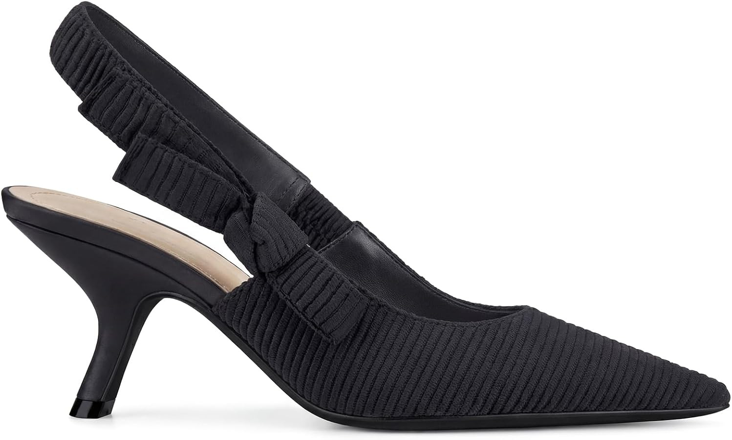 Women's Slingback Kitten Heels Closed Pointed Toe Bowknot Knitted Slip On Pumps Dress Shoes | Amazon (US)