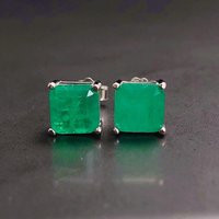 Mia Square 66mm Emerald Earrings, Sterling Silver Jewellery, Wedding Gifts, May Birthstone Gift, Gem | Etsy (US)
