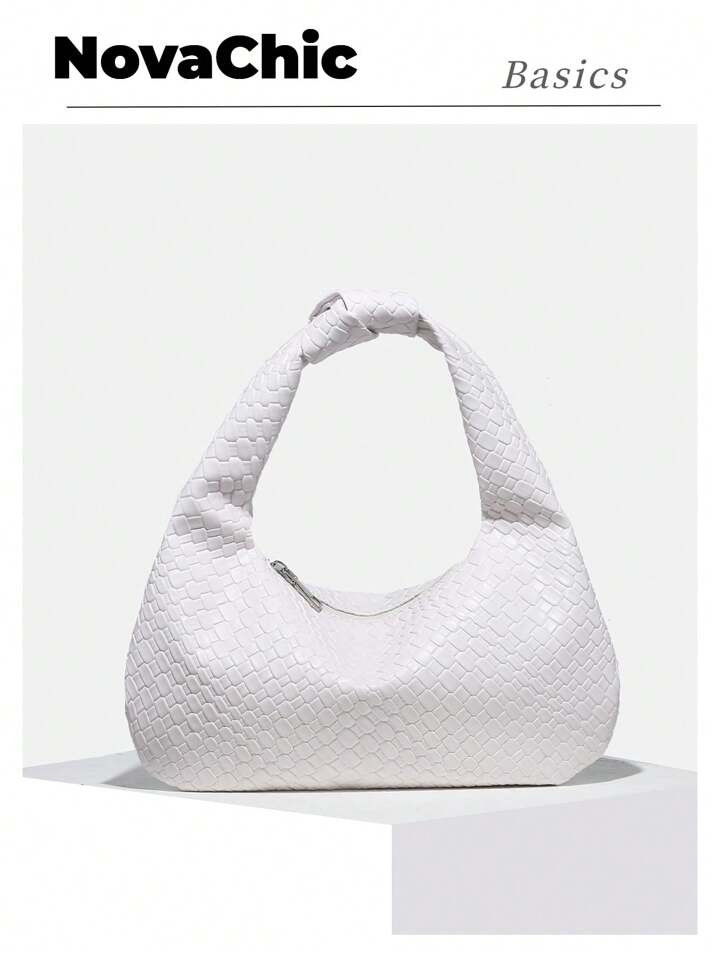 1pc Vintage, Simple, Stylish, Wrists Tied, Embossed Woven Style, Zipper Closure Women's Handbag S... | SHEIN