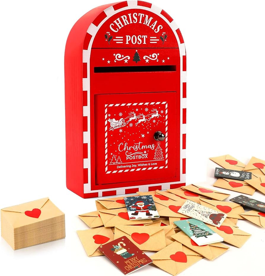 Christmas Postbox with 30 Mini Greeting Cards and Envelopes, Holiday Love Postbox for Couples & F... | Amazon (US)