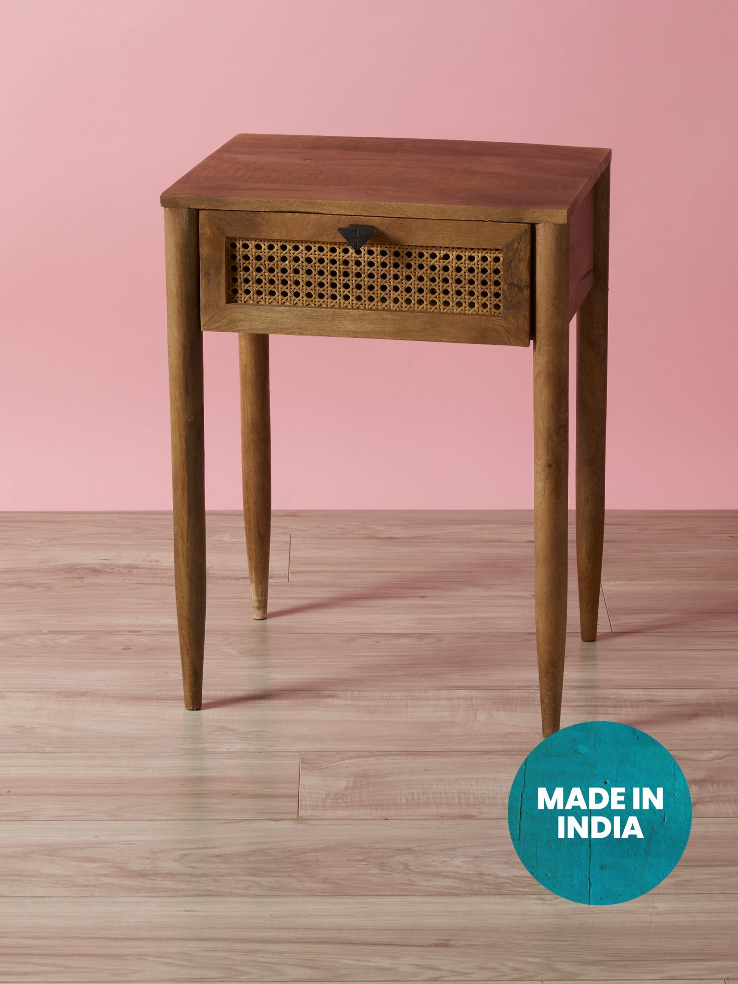18x24 Wood 1 Drawer Side Table With Cane Detail | Made In India | HomeGoods | HomeGoods