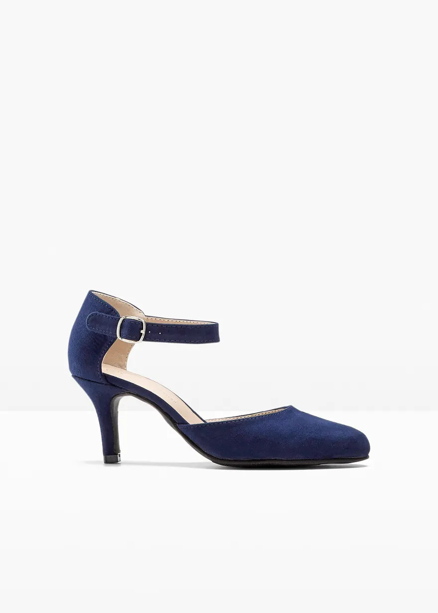 H\u00fcbscher Spangenpumps in Velourslederoptik - blau | bonprix | Bonprix DE