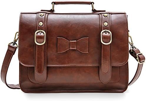 ECOSUSI Women Vintage Faux Leather Messenger Shoulder Satchel Weekender Fashion Bag, Dark Brown | Amazon (US)