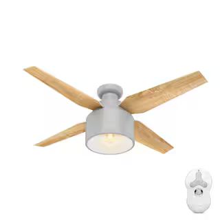 Hunter Cranbrook 52 in. LED Low Profile Indoor Dove Grey Ceiling Fan with Light Kit and Remote Co... | The Home Depot