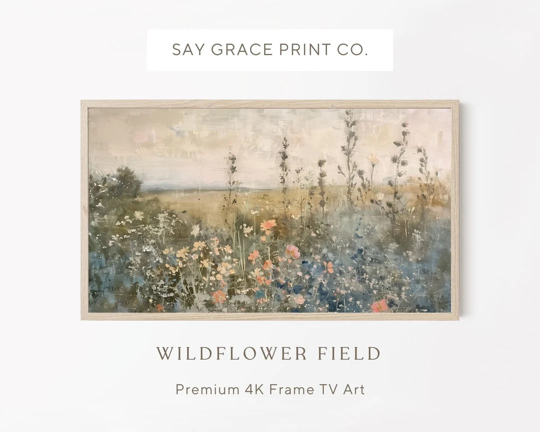 Vintage Wildflower Field Painting: Frame TV Art (Digital Download) | Etsy (US)