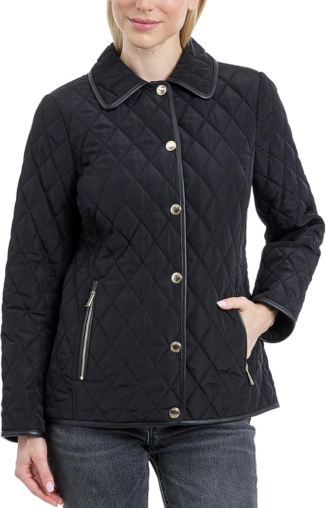 Michael Kors womens Diamond Quilted Jacket for Women, Stylish Lightweight Jacket With Trim Detail | Amazon (US)