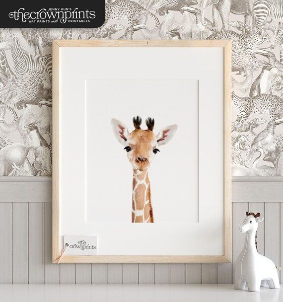 Safari nursery art, Giraffe print, PRINTABLE art, Safari animals wall art, Baby giraffe, Safari n... | Etsy (US)