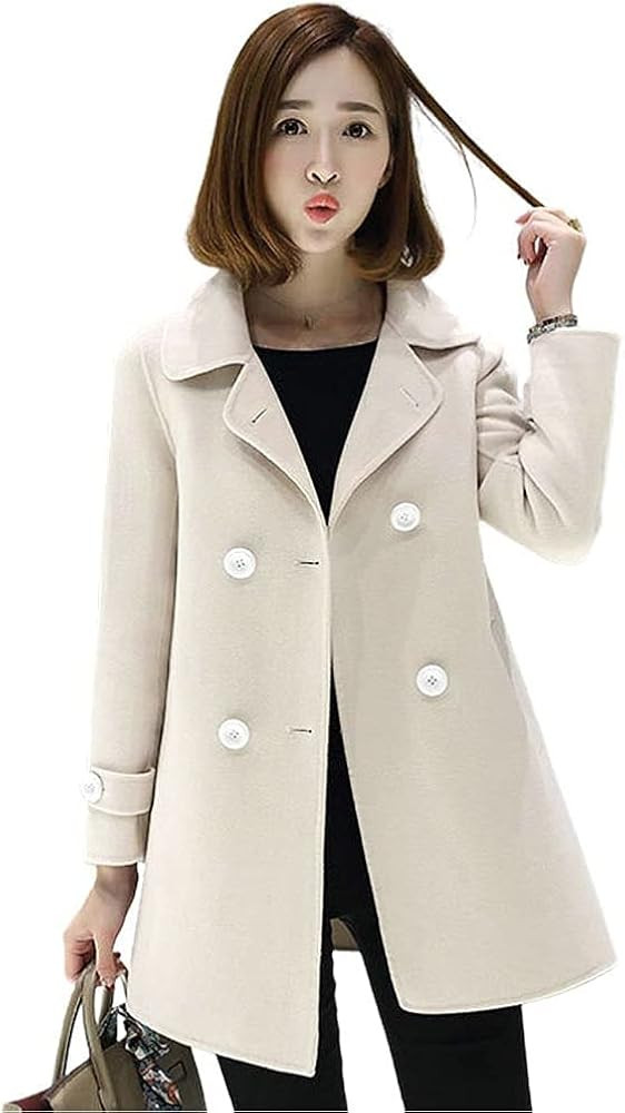 Ylingjun Womens Double Breasted Wool Jackets Casual Classic Fit Pea Coat Outwear | Amazon (US)
