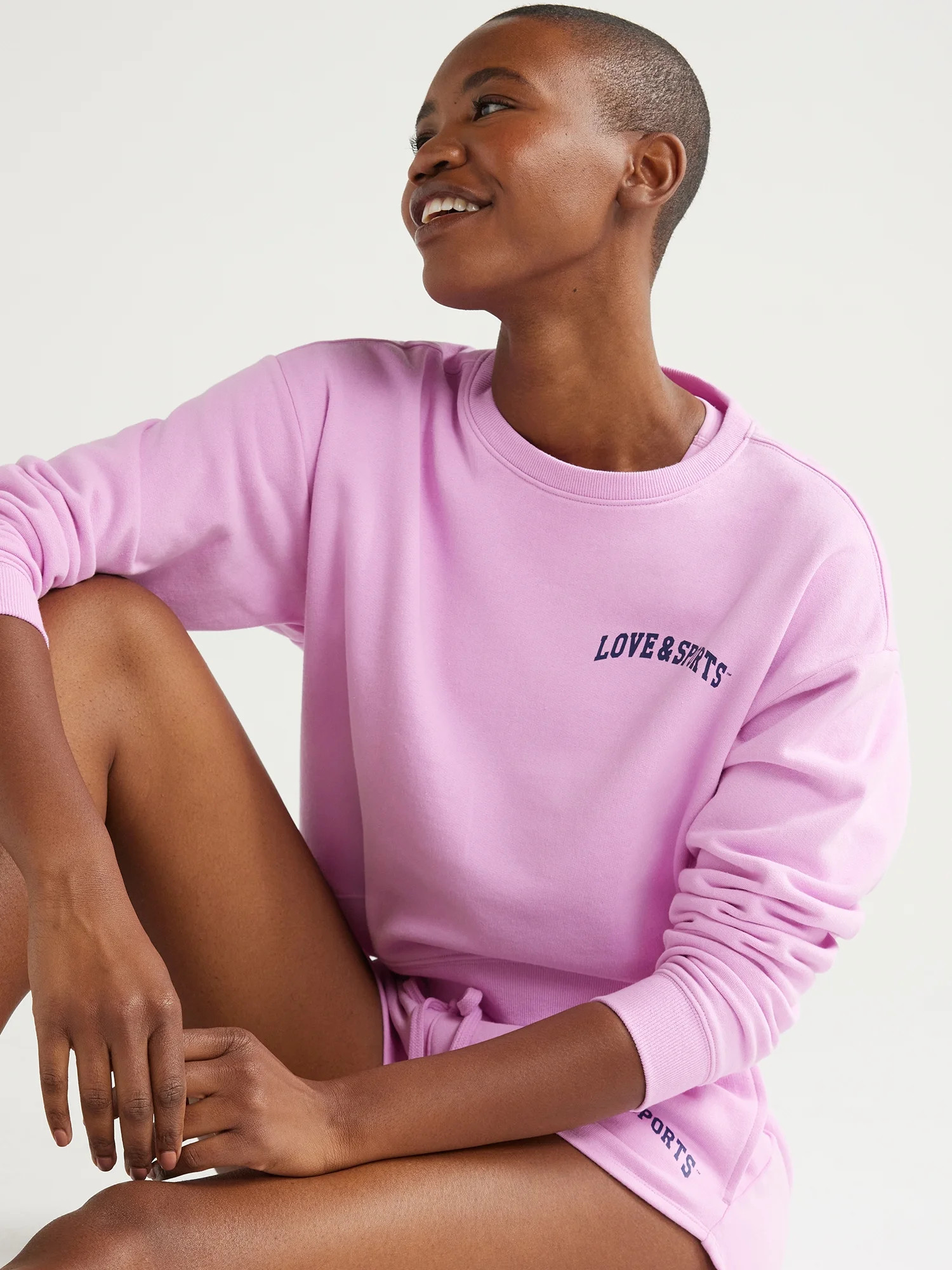 Love & Sports Women's French Terry Cropped Graphic Sweatshirt, XS-XXXL - Walmart.com | Walmart (US)