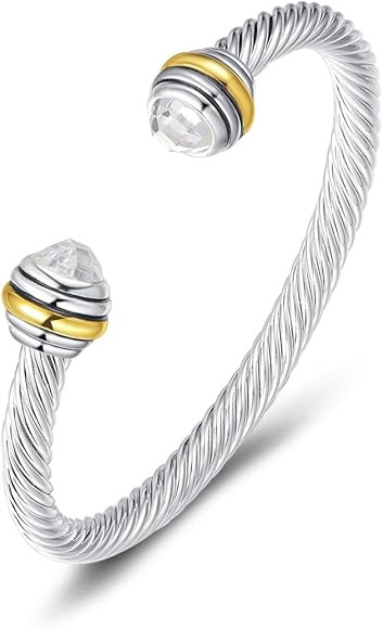 Bracelet Designer Brand Inspired Antique Women Jewelry CZ Cable Wire Bangle Christmas day Gifts (... | Amazon (US)