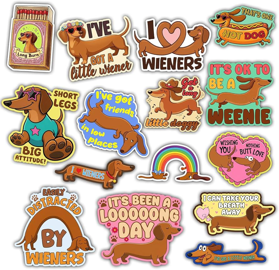 VOTANTA (15 Pcs, 3 inch) - Dachshund Stickers Pack, Funny Wiener Dog Sticker, Easily Distracted b... | Amazon (US)