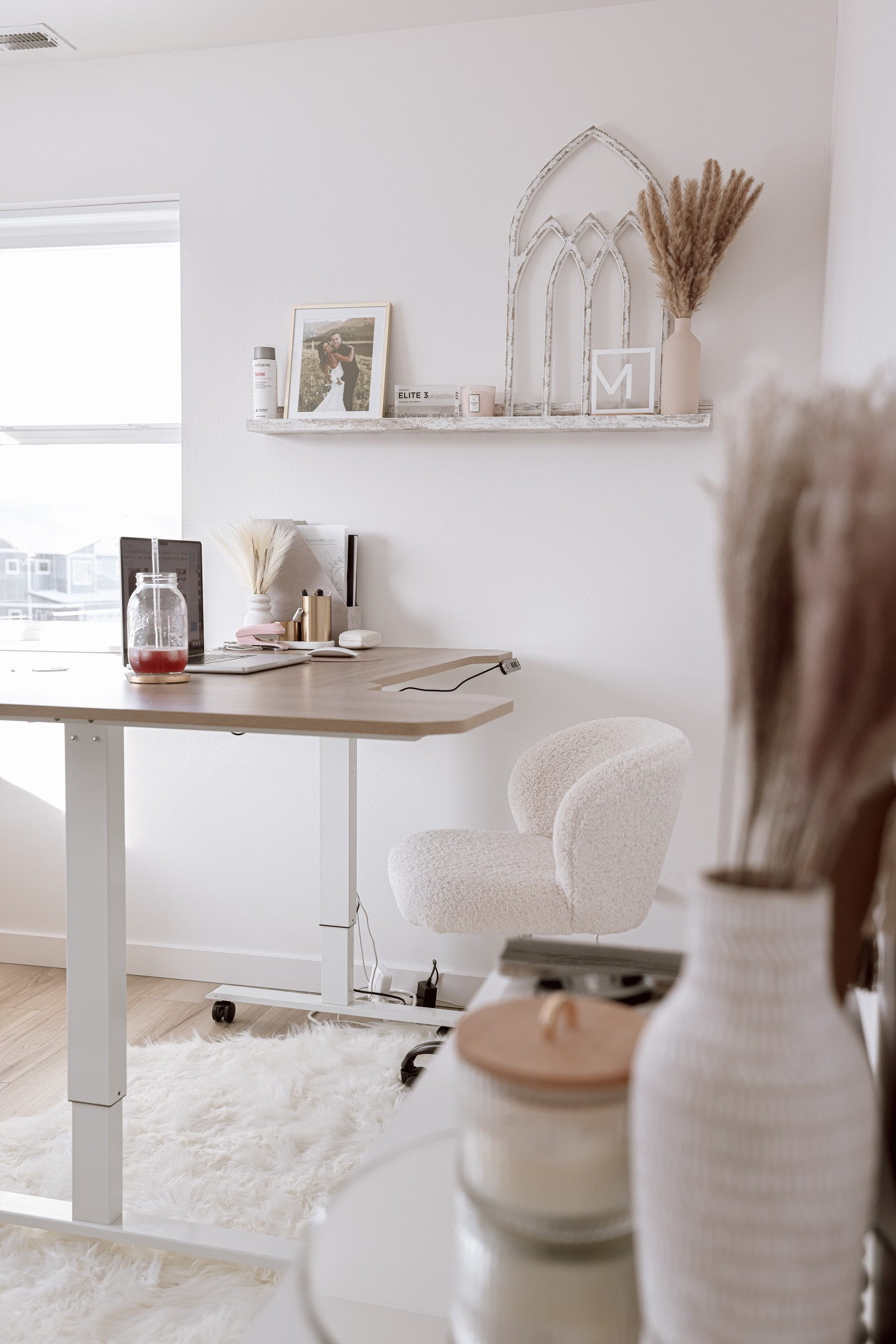 This standing desk, chair & rug😍

#office #officedesk #fauxchair #sherpa #sherpachair #officedecor #decor #home #homedecor #neutralcolor #officechair #deskchair #standingdesk #vase #rugs #whiterugs 

#LTKsalealert #LTKhome #LTKfindsunder50